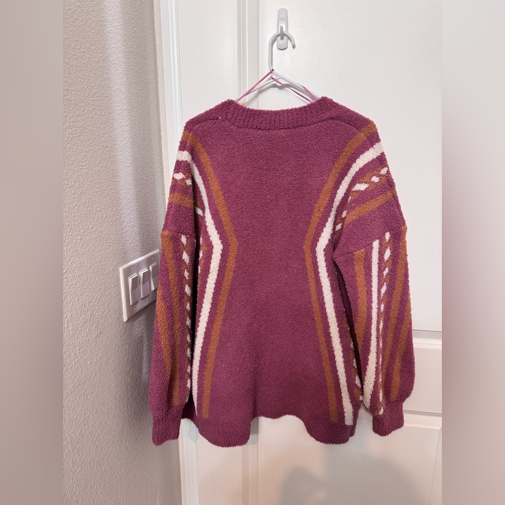 New In Pink Aztec Geometric Pattern Knit Sweater Cardigan - Picture 6 of 8